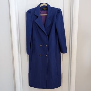 VTG Michelle Francois Wool Blend Trench Coat SIZE 11?‎ Old Money Double Breasted